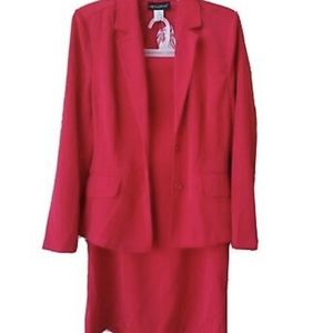 Metro Style 2-Piece Red Skirt Suit